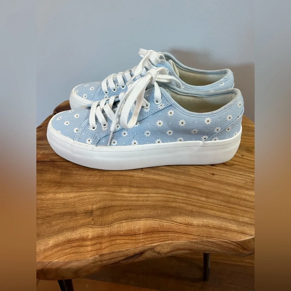 Sincerely Jules Blue and White Floral Sneakers